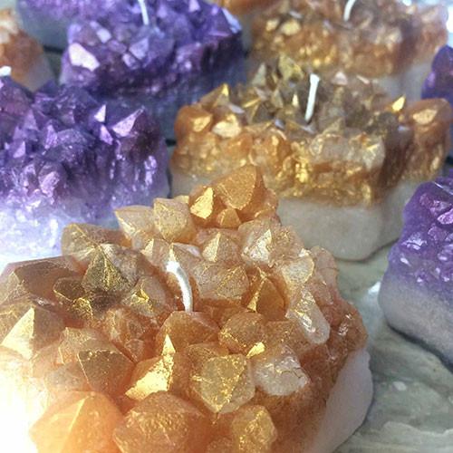 Amethyst & Citrine Crystal Cluster Candles - Just Released